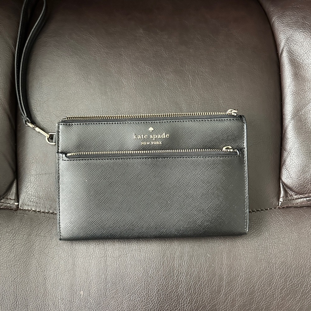 Kate Spade Black Clutch Sleek Minimalist Design